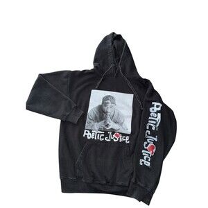 Tupac Shakur Poetic Justice Philco Unisex Size Medium Black Hoodie Sweatshirt